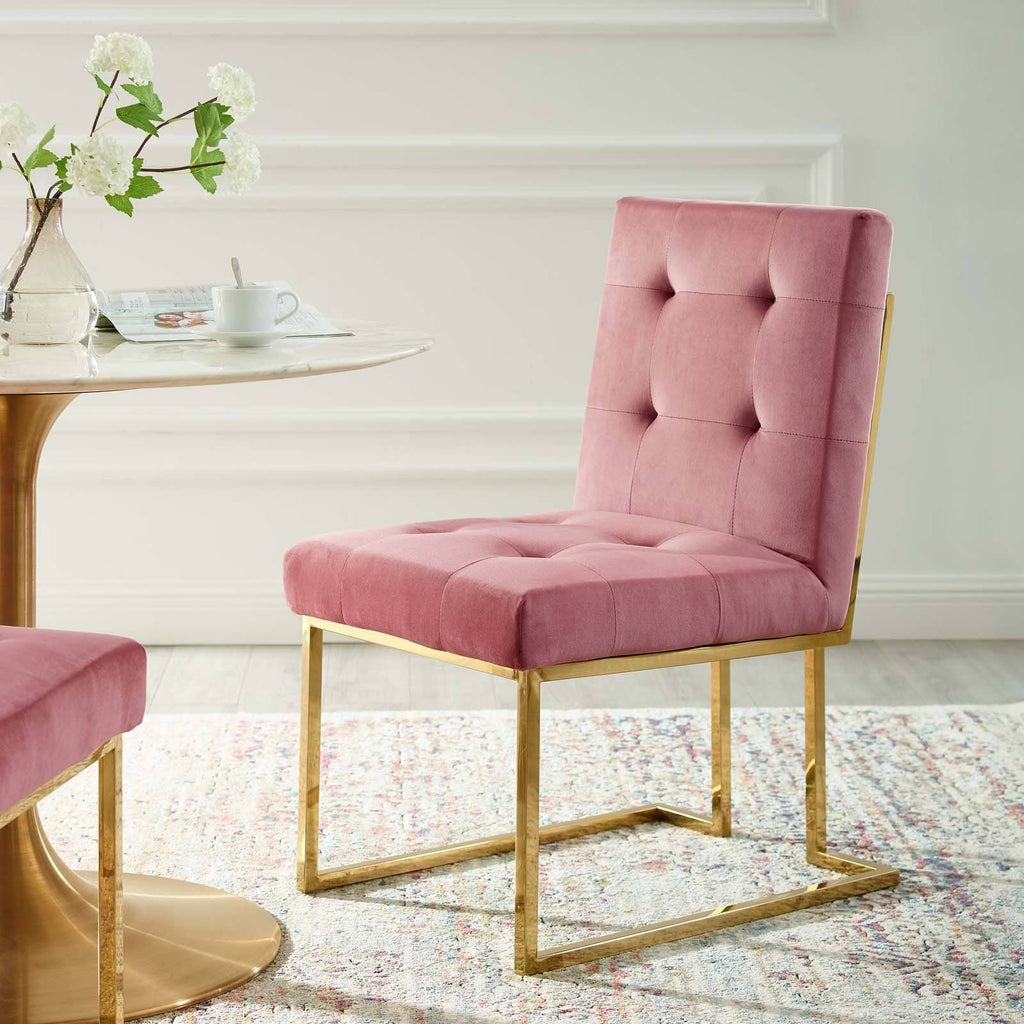 Gold Dusty Rose Performance Velvet Dining Chair W33900