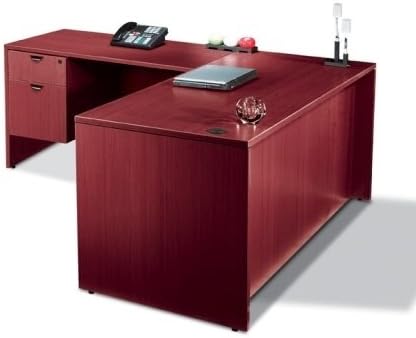 66W X 72D L Shaped Desk with Drawers American Mahogany Y616059