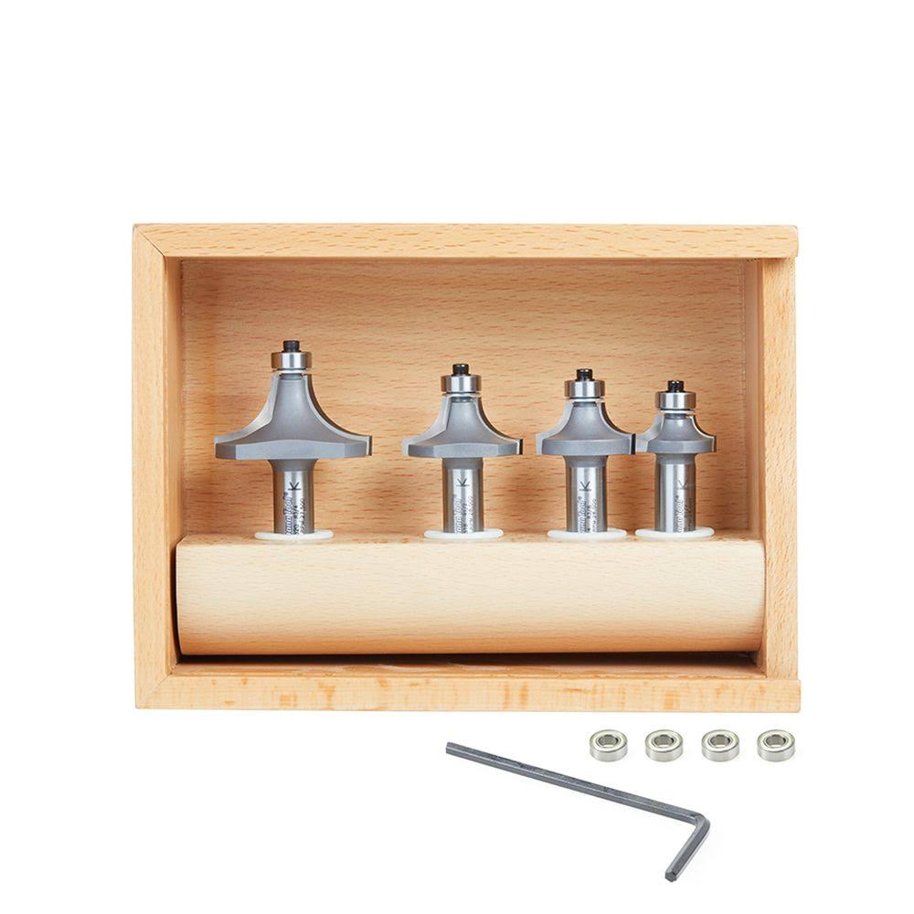 4-pc Carbide Tipped Corner Rounding & Beading Router Bit Set, 1/2 inch Shank I523