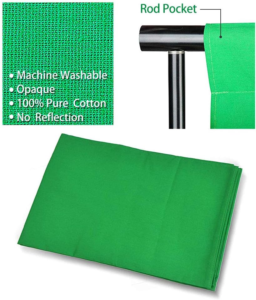100% Pure Muslin 6.5 Ft x 10 Ft Chromakey Green Screen Backdrop with Backdrop Stand Kit N785975