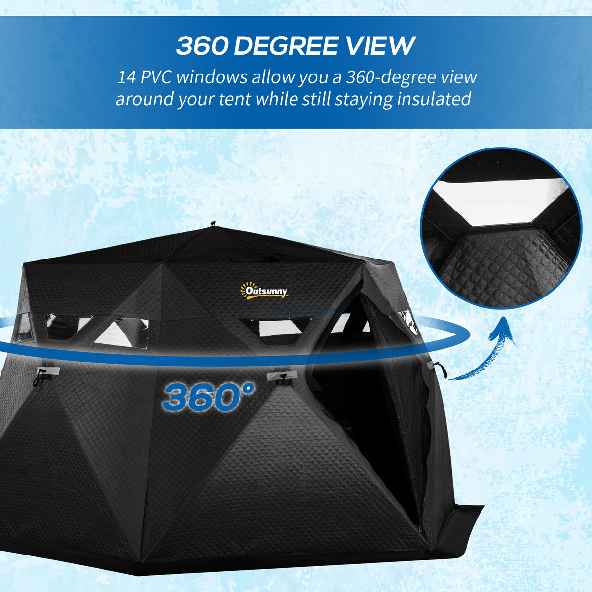 Black Insulated Pop Up Ice Fishing Tent X42503