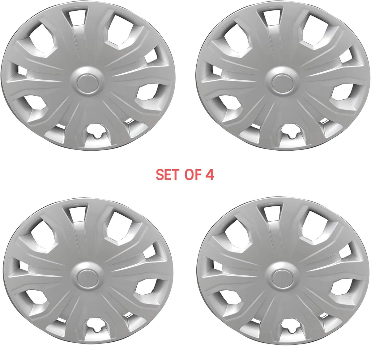 Silver 16 Inch 5 Split Spoke Painted ABS Wheel Covers Set of 4 J6253
