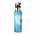 Blue Insulated Stainless Steel Water Bottle with Straw Lid 20 oz N644