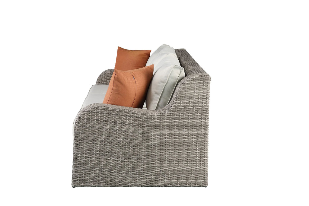 Beige Fabric Patio Sectional with 2 Ottomans and 2 Pillows Y964858