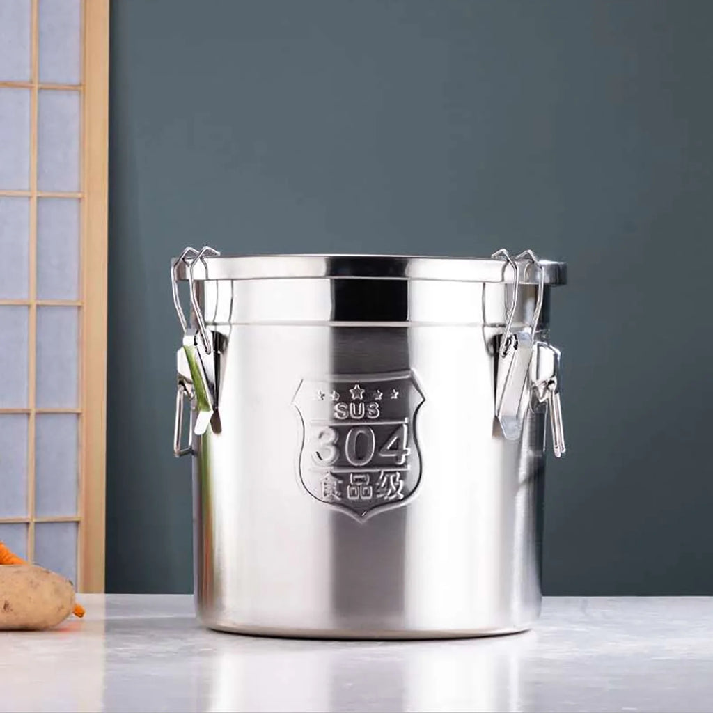 Stainless Steel Airtight Food Storage Container with Lid and Locking Clamp 6L U47831
