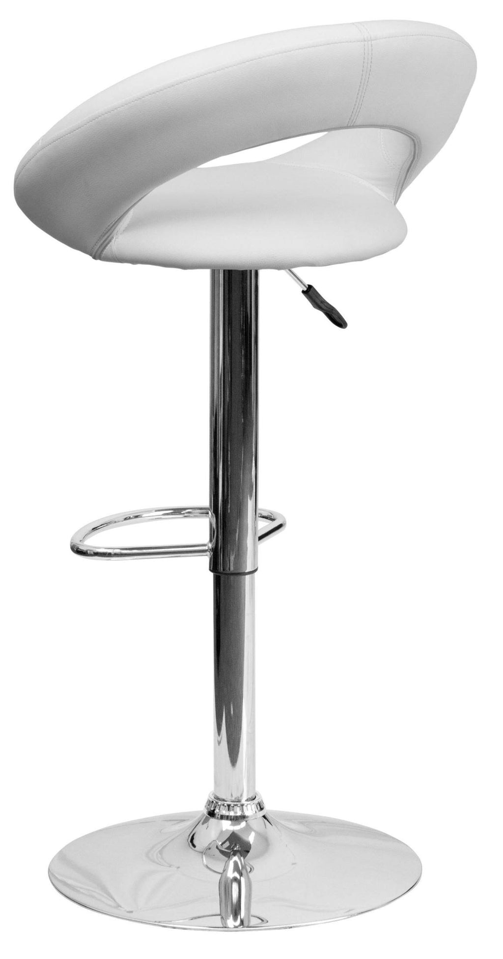 White Vinyl Adjustable Height Barstool with Chrome Base B2170