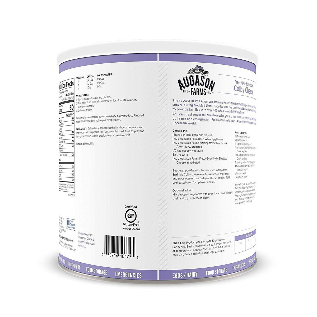 Freeze Dried Shredded Colby Cheese 1 lbs 14 oz No. 10 Can P1939