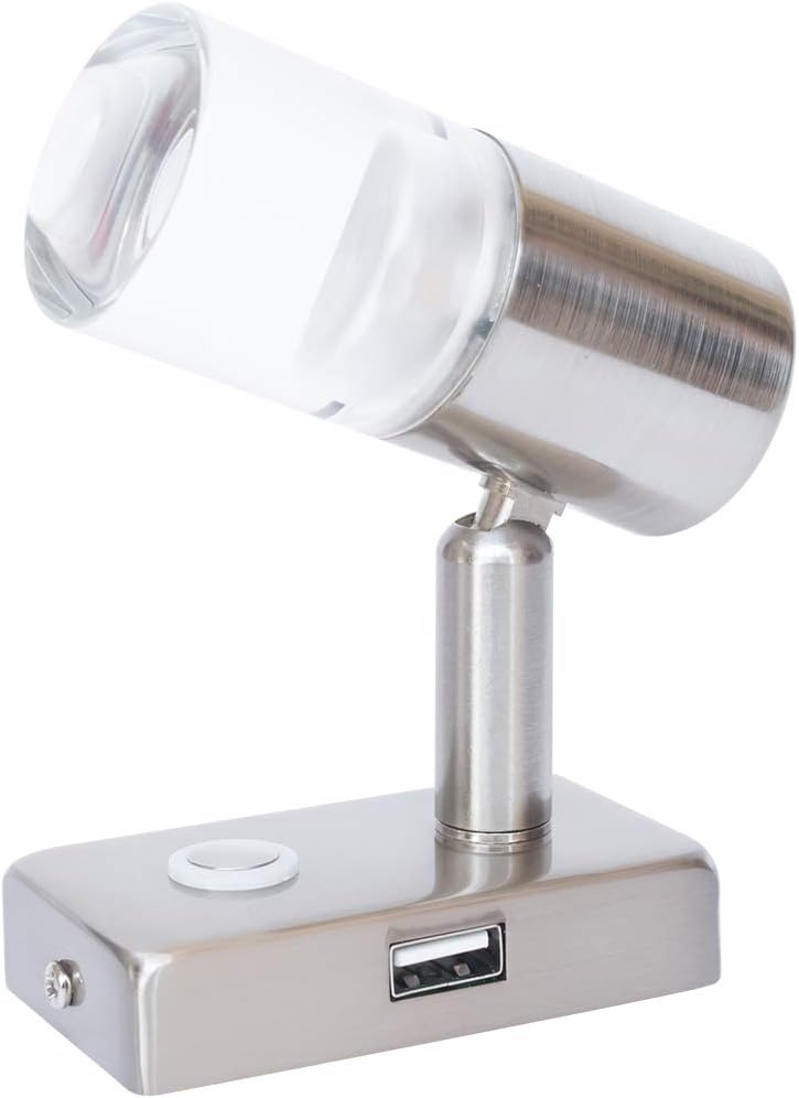 12V LED RV Interior Reading Light 3W with USB Port Touch Switch Dimmable Warm Two Pack P408045