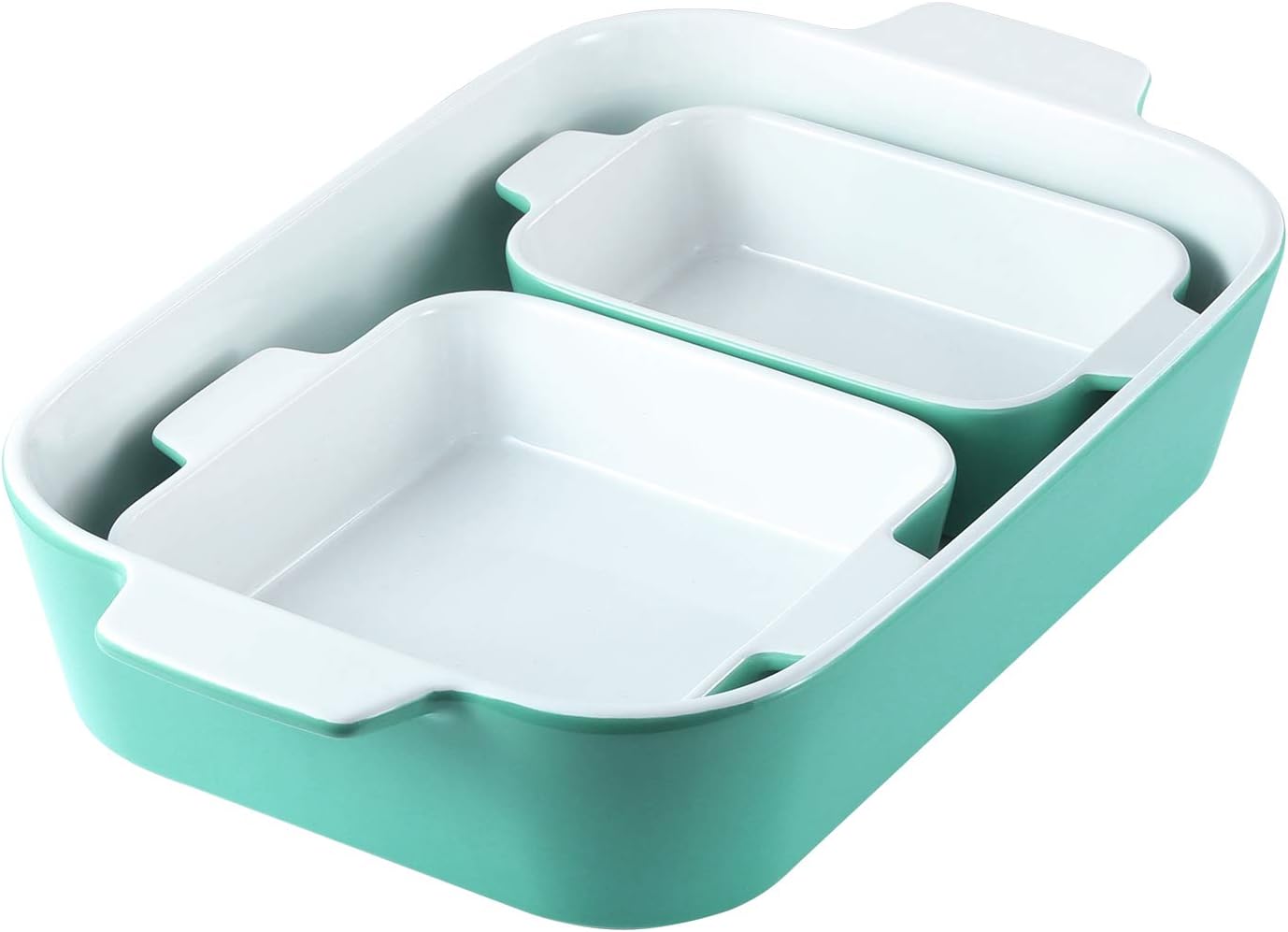 Mint Green Nonstick Ceramic 3 Piece Baking Dish Set M950897