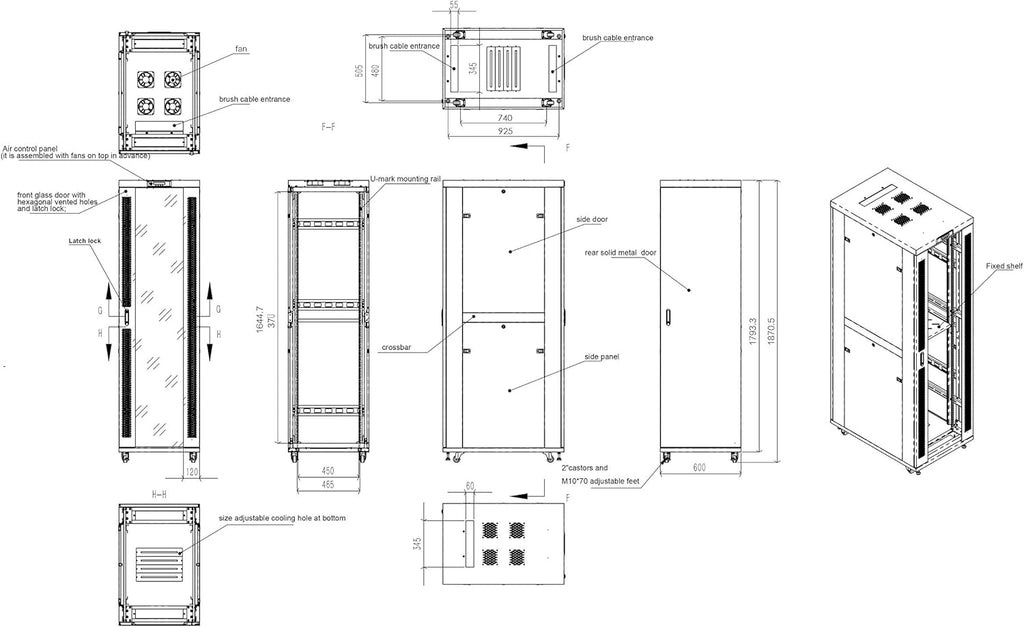 37 U Free Standing Network Rack Cabinet P371
