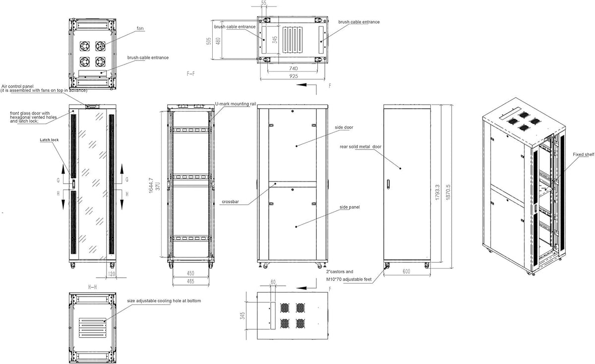 37 U Free Standing Network Rack Cabinet P371