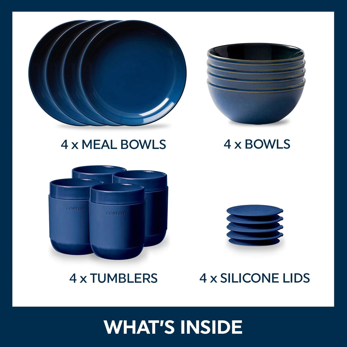 16-piece Stoneware Dinnerware Set, Navy L267469