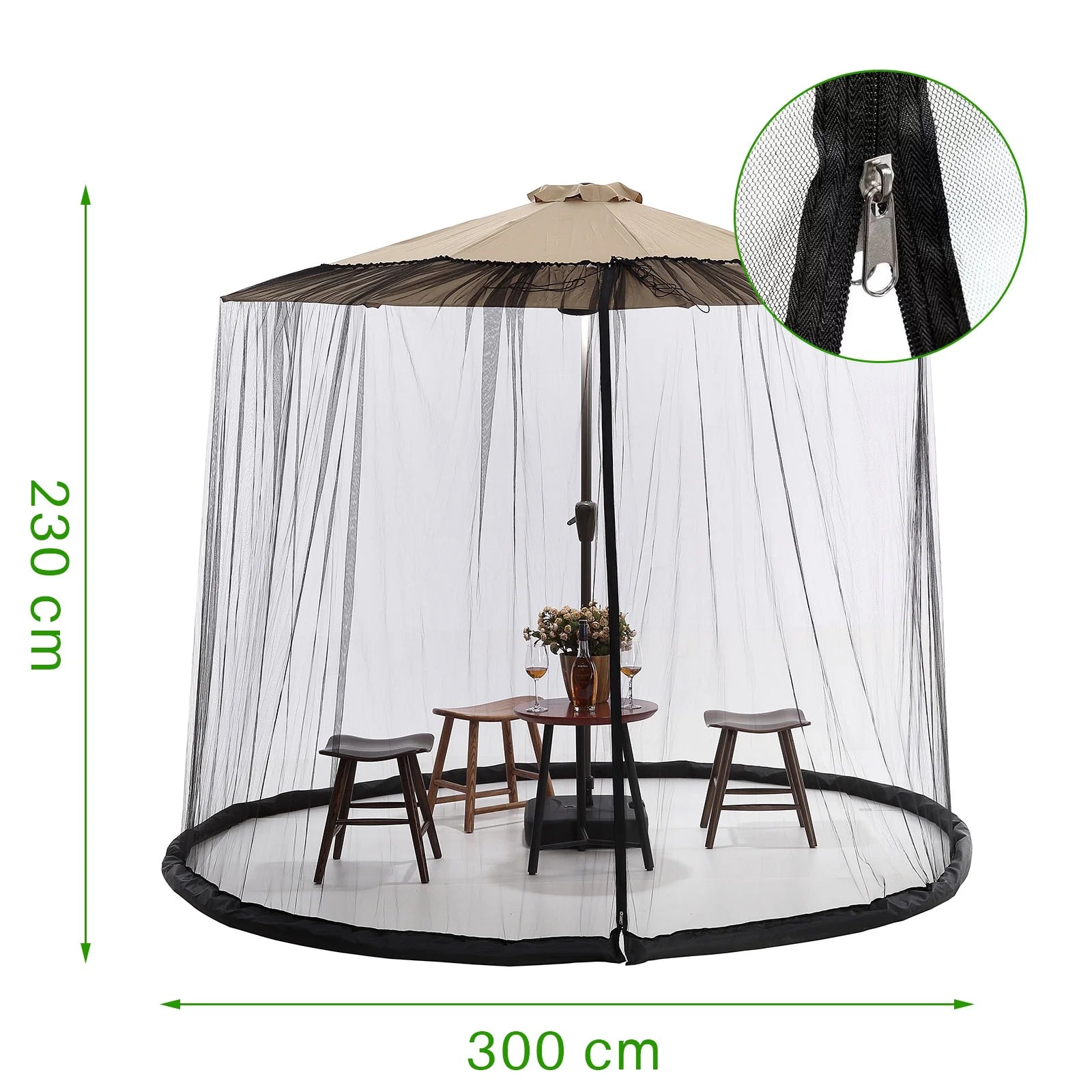 Patio Umbrella Table Mesh Screen Cover with Zipper C60401