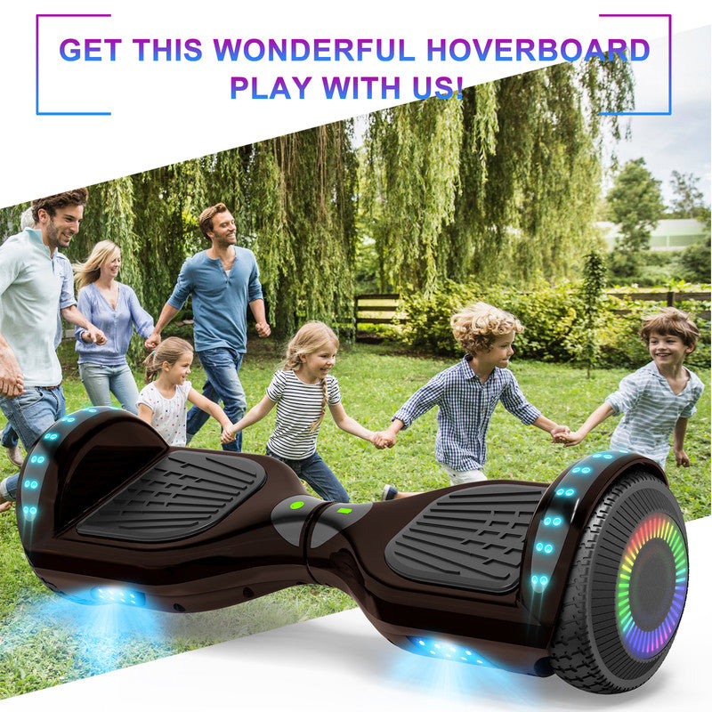 6.5 inch Self Balancing 2 Wheel Hoverboard with LED Lights, Plating Black H911225