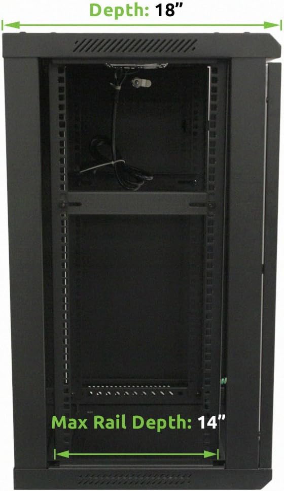 15U Wallmount Cabinet Enclosure 19-Inch Server Network Rack with Locking Glass Door Black with Shelves R291