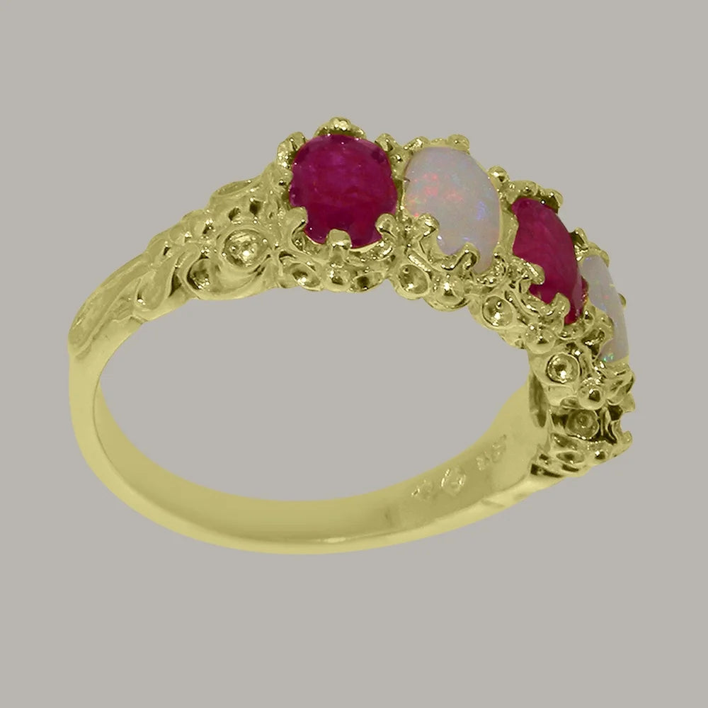 10k Yellow Gold Ruby Opal Eternity Ring E12269