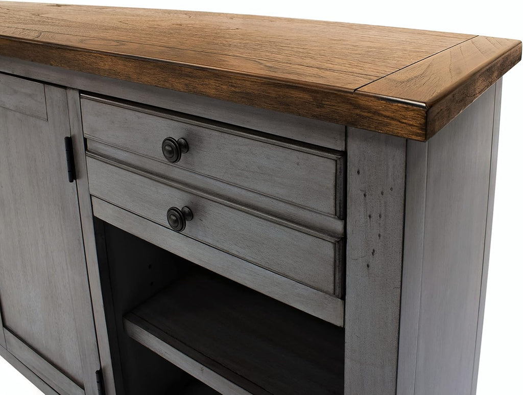 Smoky Blue 72 TV Console Entertainment Stand Wood Accent Cabinet Q883