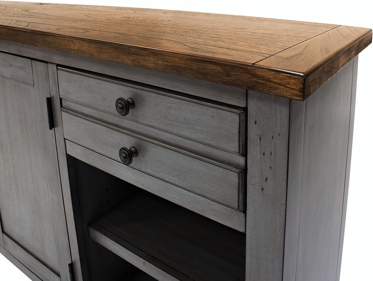 Smoky Blue 72 TV Console Entertainment Stand Wood Accent Cabinet Q883