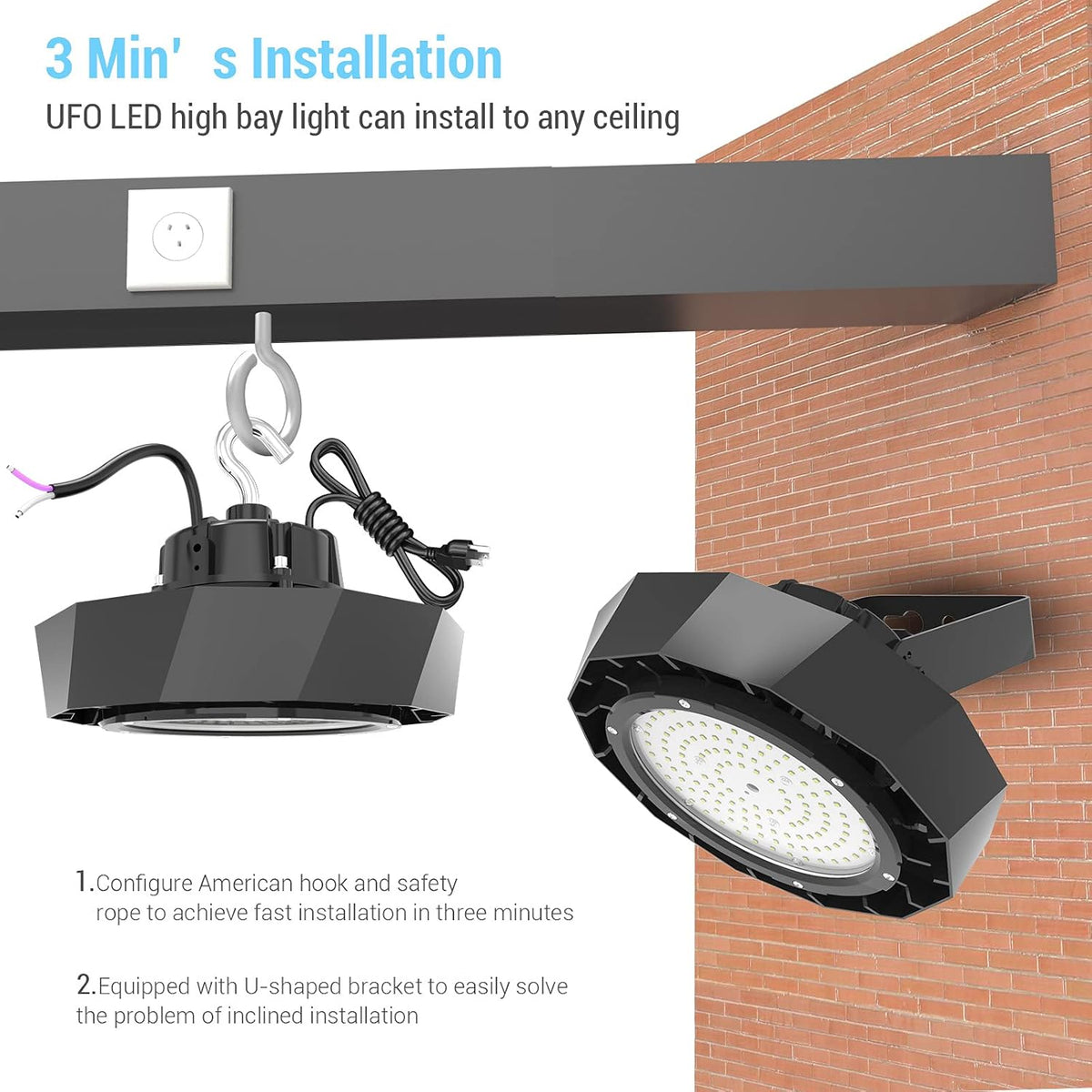 LED High Bay Light 200W 5000K Dimmable 30,000LM ETL/DLC Approved V34424