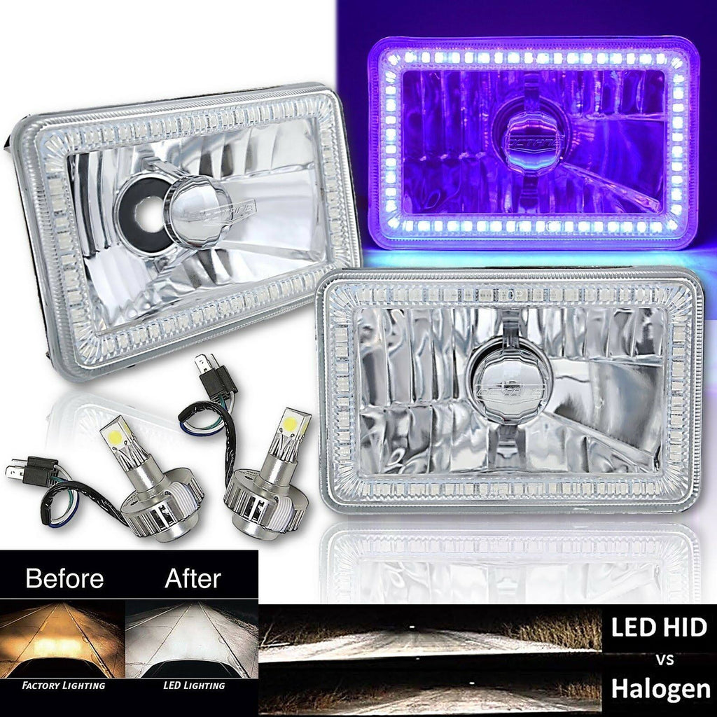 Purple SMD Halo Glass Headlight LED Light Bulb Pair H235