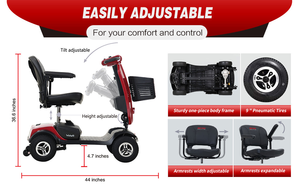 Red Foldable Electric Mobility Scooter V965