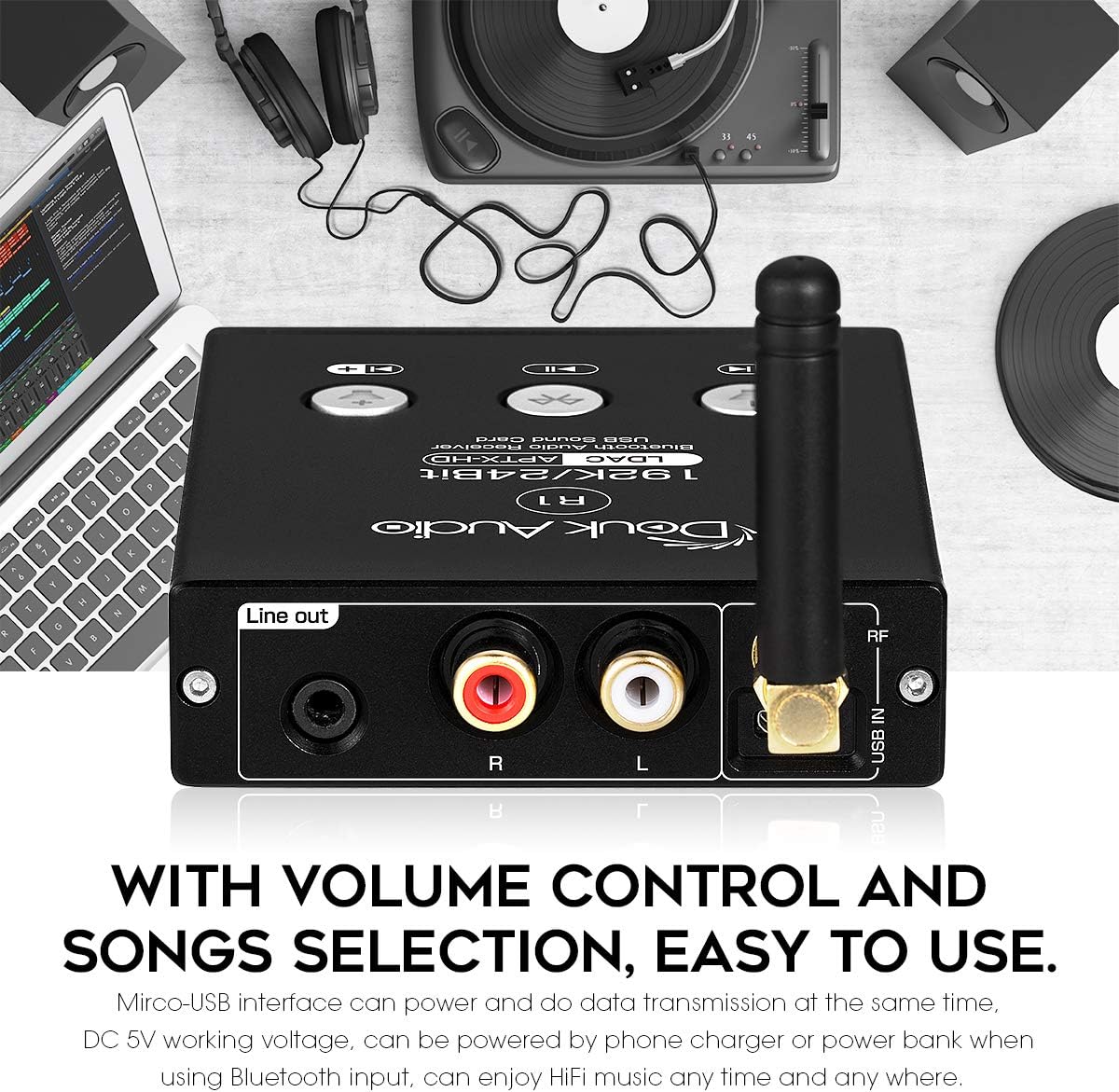 Pack of 2 Bluetooth 5.0 Stereo Receiver USB DAC Audio Adapter E266