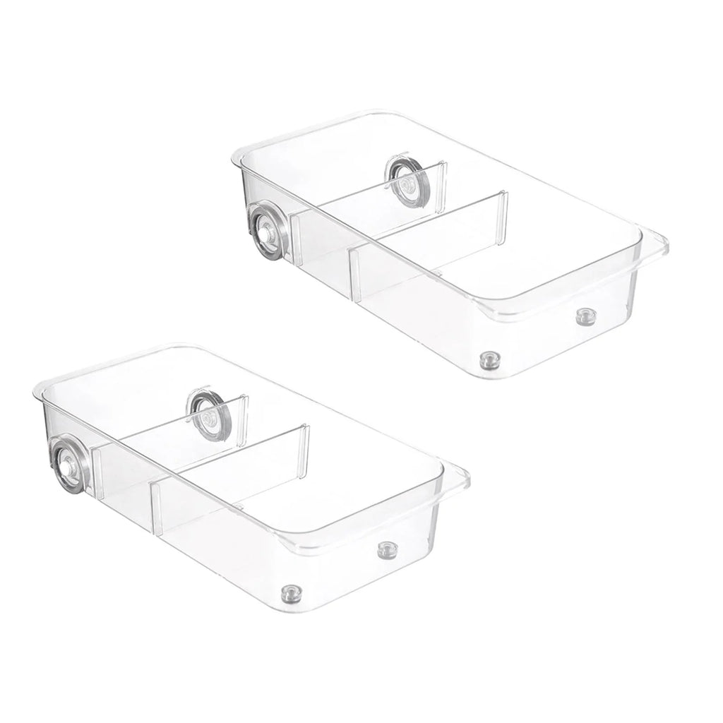 Clear Kitchen Pull Out Refrigerator Drawer Organizer Storage Bins 2 Piece W680508