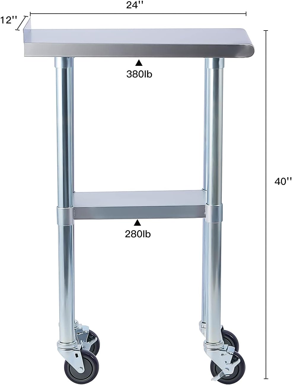 Stainless Steel 24 x 18 Inches Worktable with Backsplash W48072