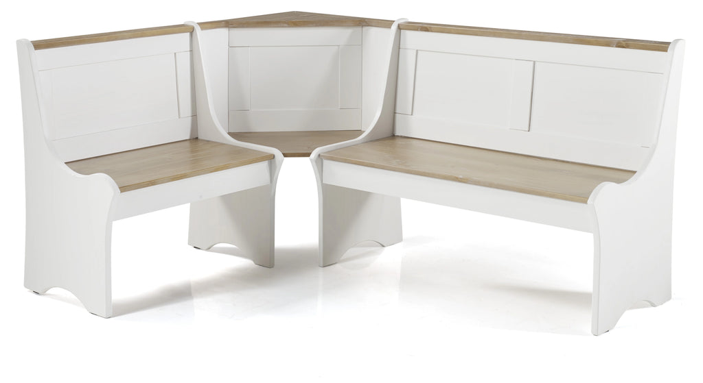 Breakfast Nook with Table and Bench, Driftwood and White Finish D3313