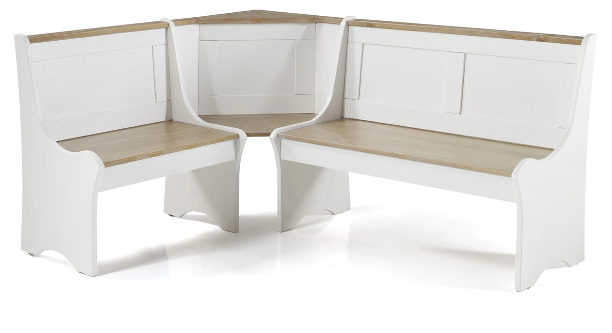 Breakfast Nook with Table and Bench, Driftwood and White Finish D3313