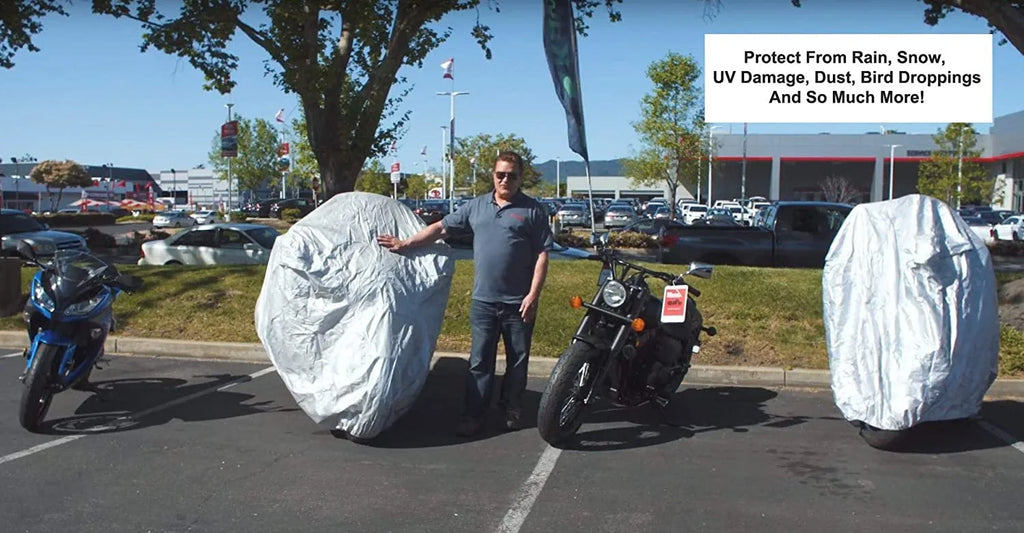 Motorcycle Cover with Reinforced Securing Straps and Storage Bag I57001