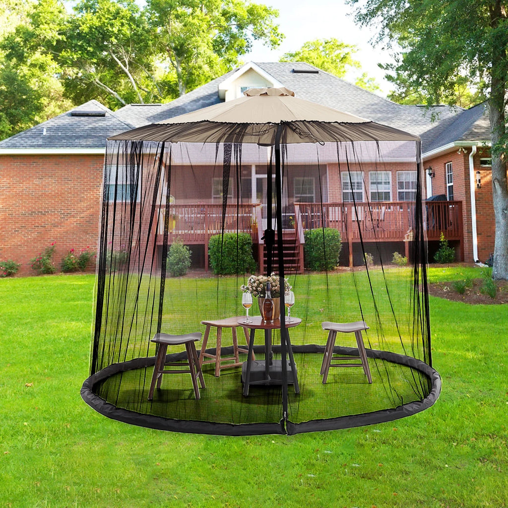 Patio Umbrella Table Mesh Screen Cover with Zipper C60401
