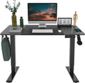 Electric Standing Desk 63"x30" Dual Motor 3 Stages Height Adjustable Desk with USB Charging Port and Hooks, Black Frame & Black/Greystone Top U32776