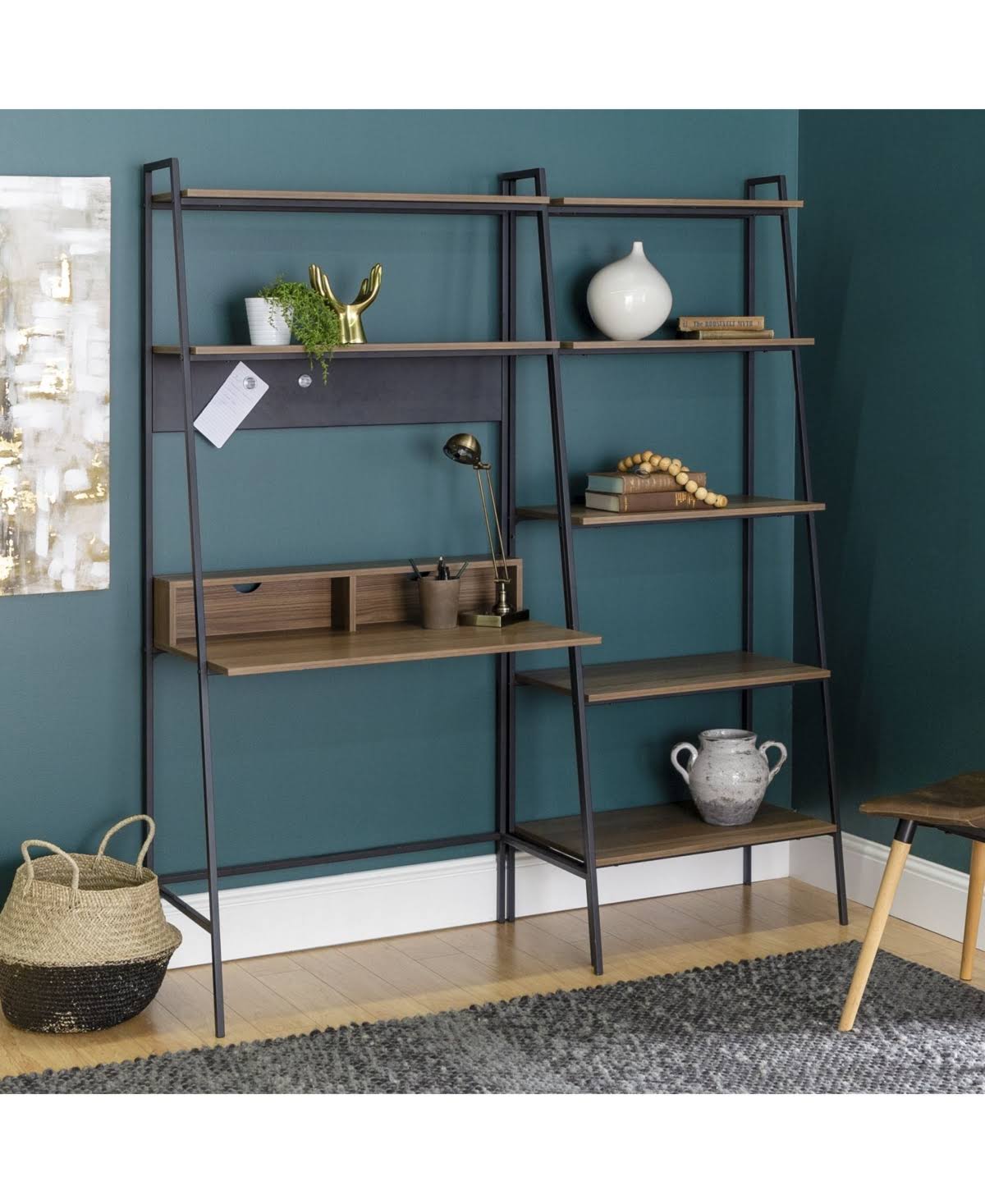 2-Piece Brown Wood Desk Set B9659
