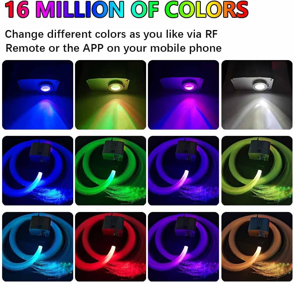 Bluetooth RGBW LED Fiber Optic Star Ceiling Light Kit 460pcs 9.8ft W947721