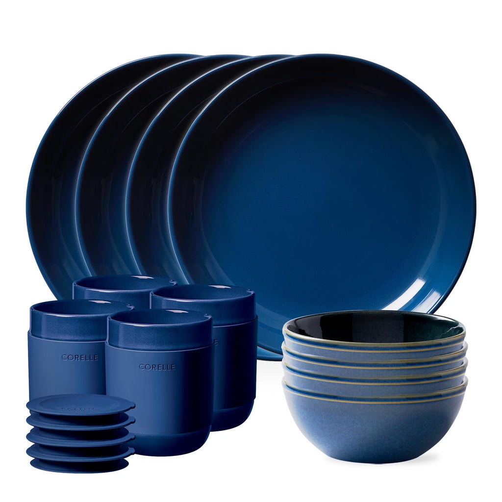 16-piece Stoneware Dinnerware Set, Navy L267469
