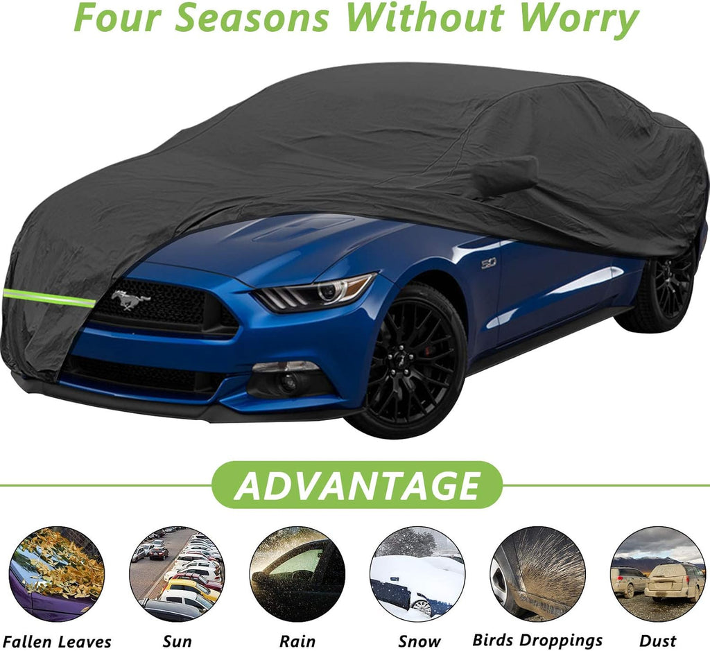 Waterproof Car Cover for Ford Mustang, 210D, Up to 192” L (Black) C895