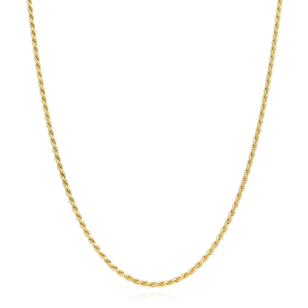 18K Yellow Gold Over Silver Rope Chain Necklace 16"-24" S745