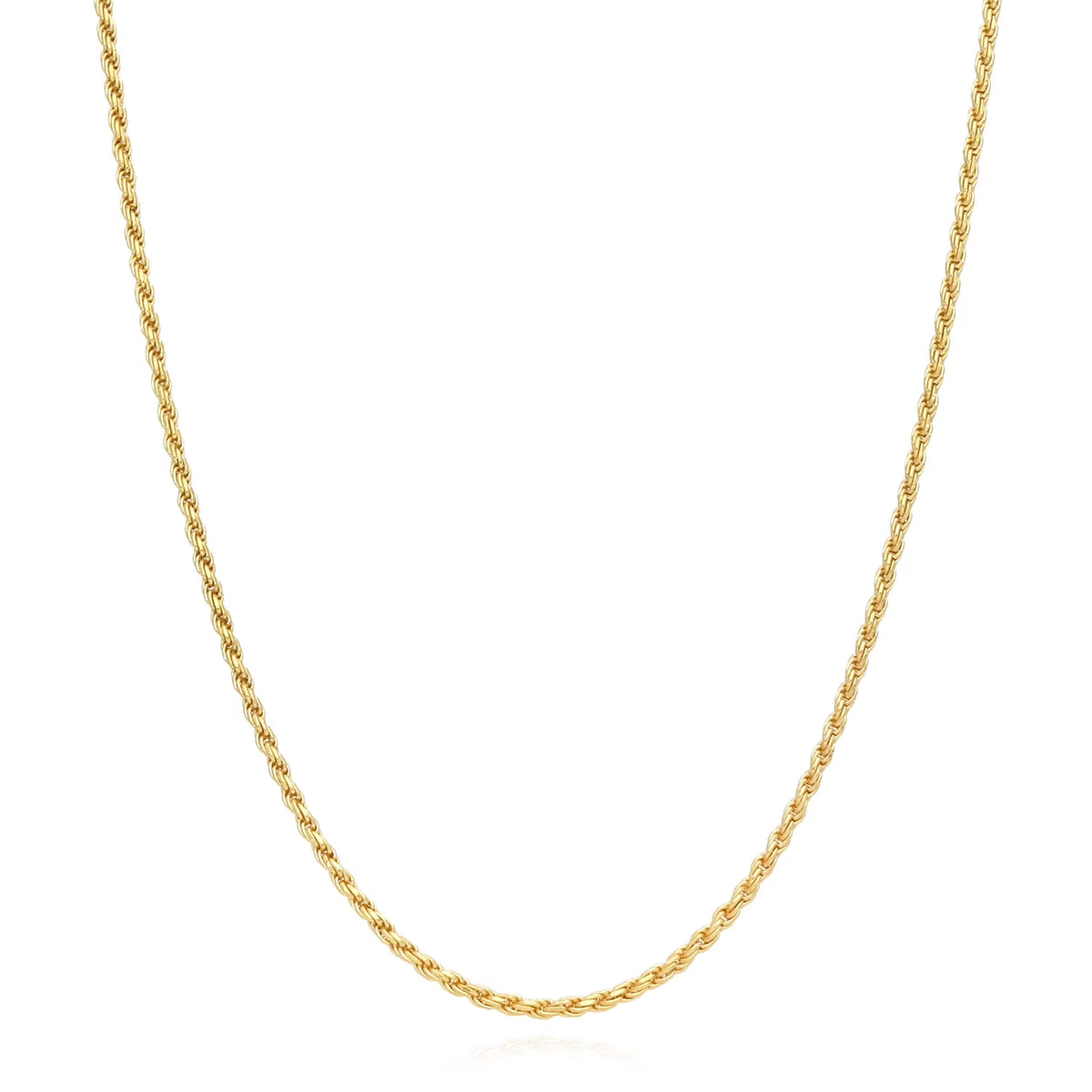 18K Yellow Gold Over Silver Rope Chain Necklace 16"-24" S745
