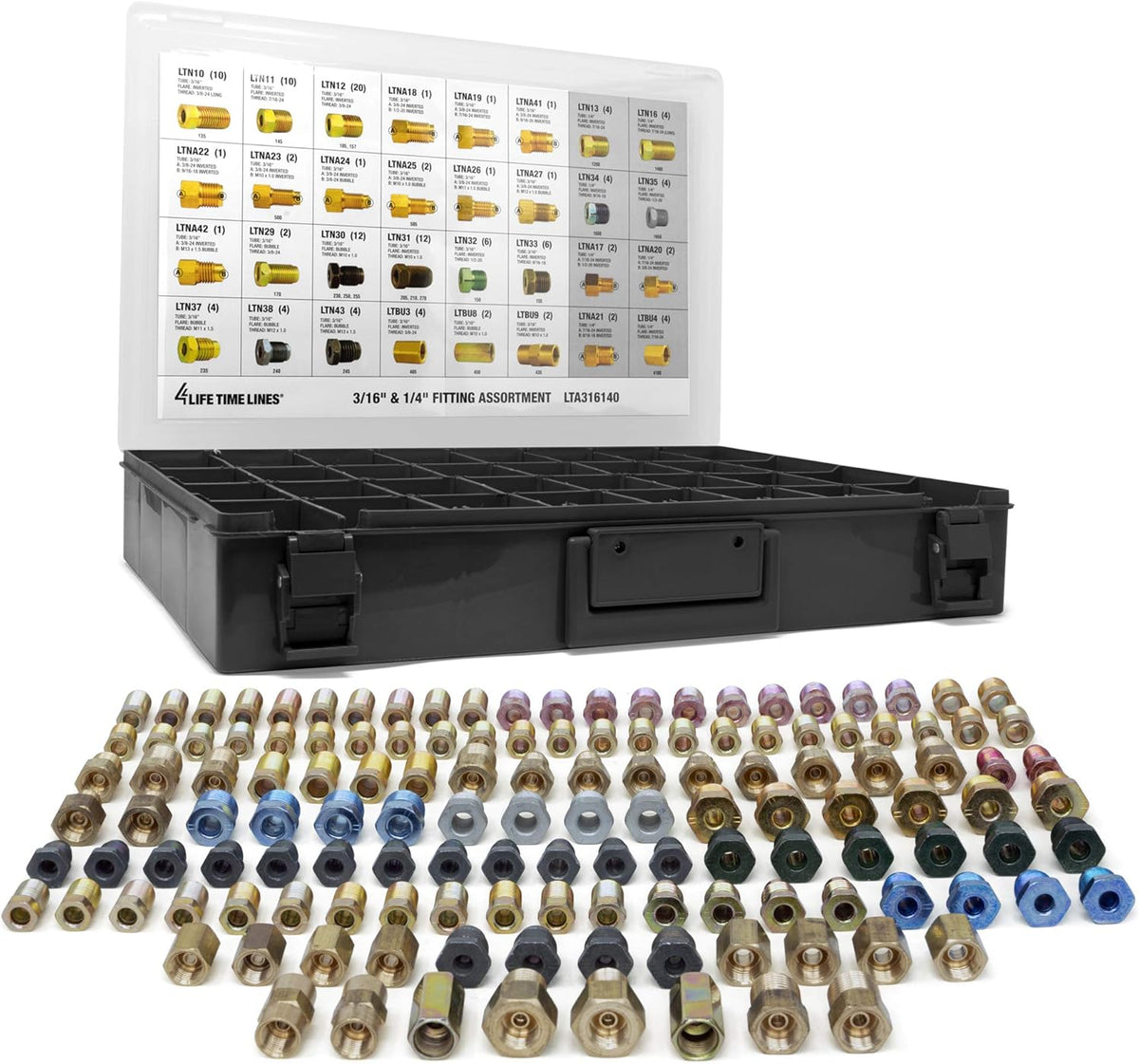 32 SKU 3/16 Inch and 1/4 Inch Tube Nut Fitting Assortment L331