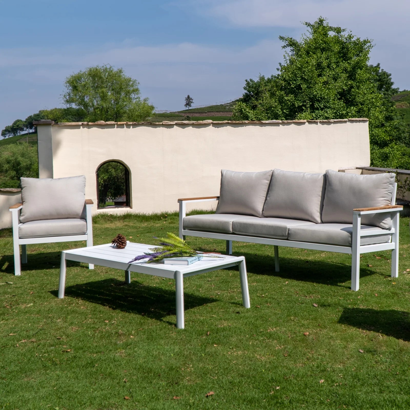 4 Pieces Patio Sectional Sofa Set with Table A1528
