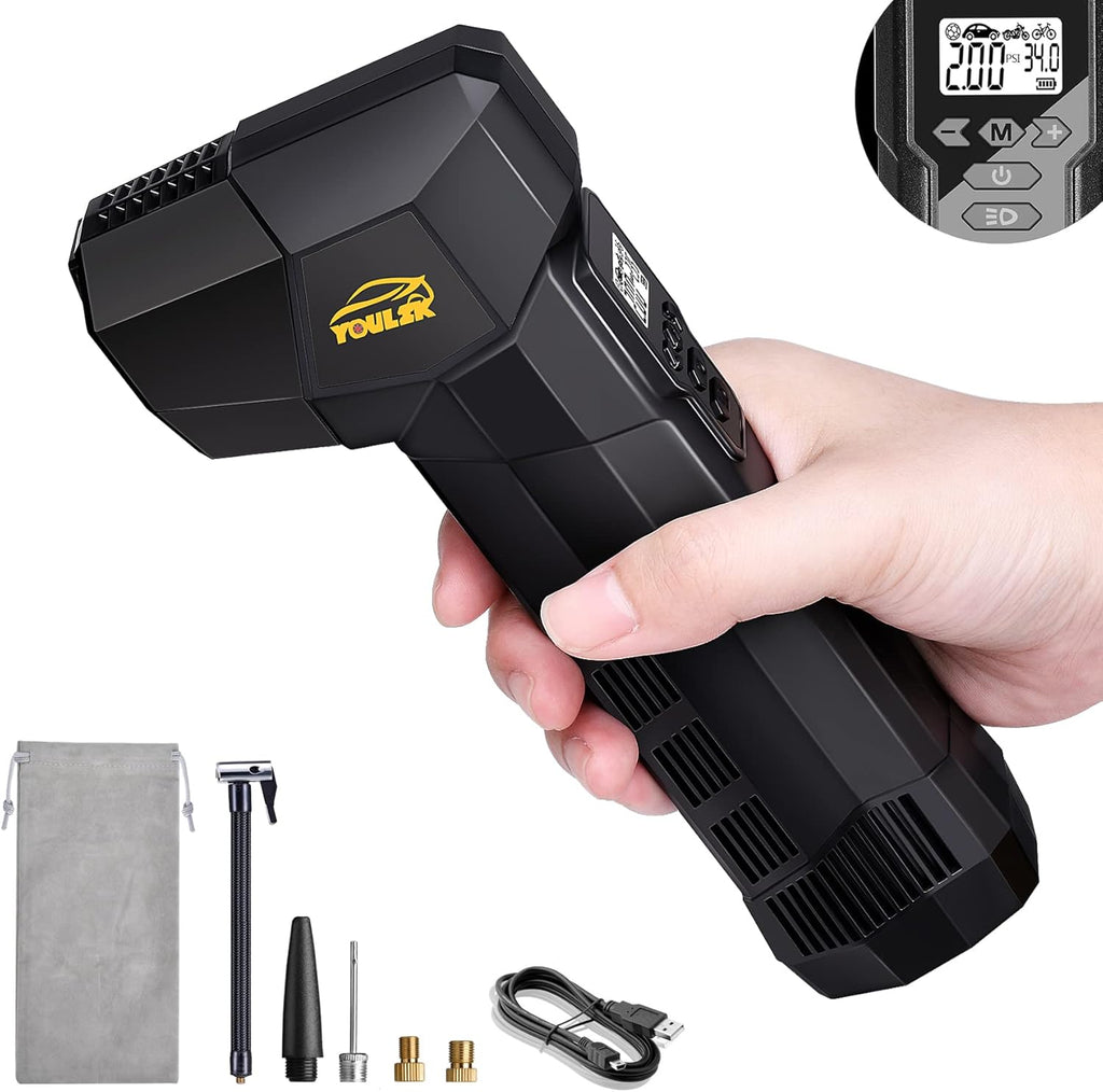 Electric Handheld Tire Inflator, 6000mAh Rechargeable Cordless Bike Pump, Digital Display, Pack of 2 X423