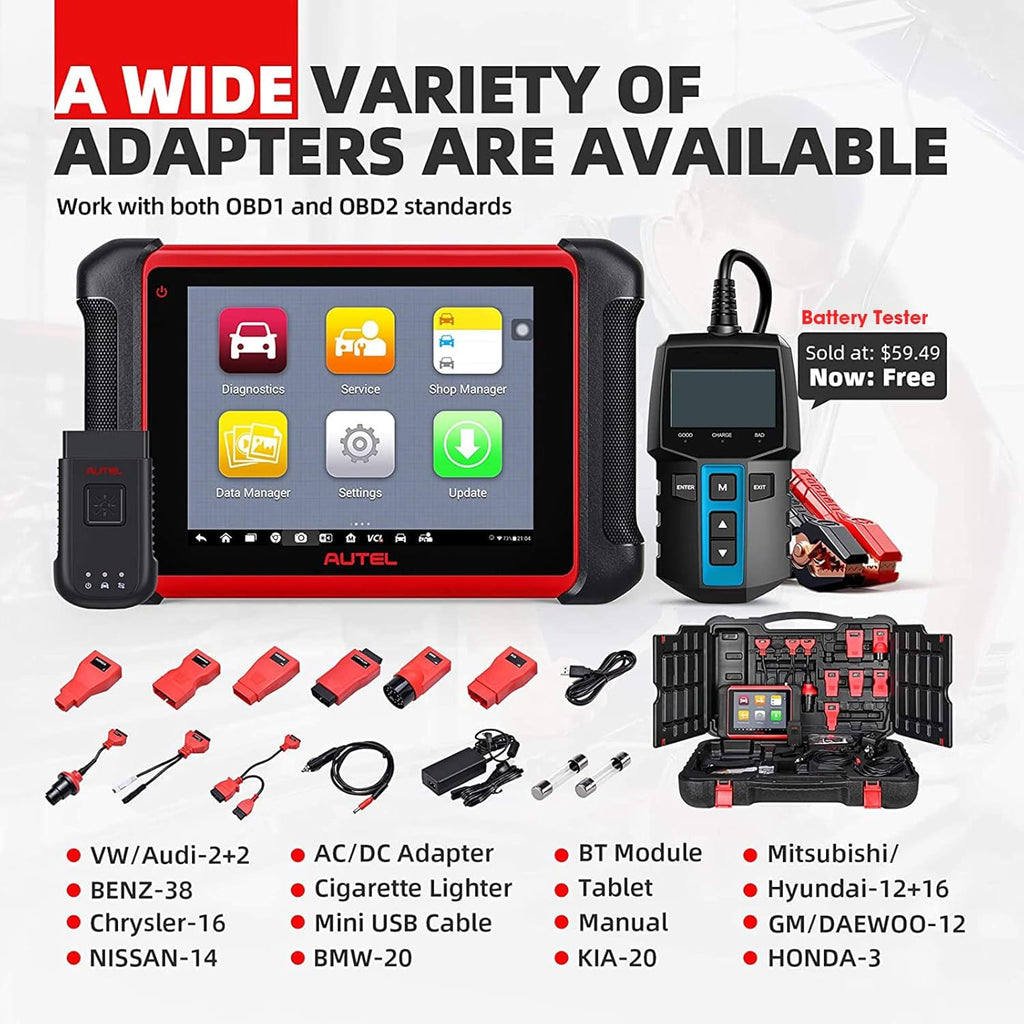 Autel Scanner MaxiCOM MK906BT with Battery Tester, 2022 Auto Scan Tool with ECU Coding, 31+ Service Functions, All Systems Diagnostics, Active Test K1920