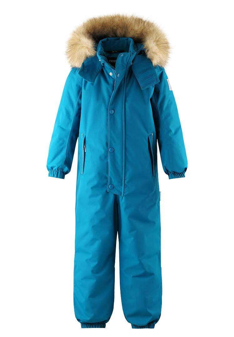 Blue Faux Fur Hood Winter Overall S908566