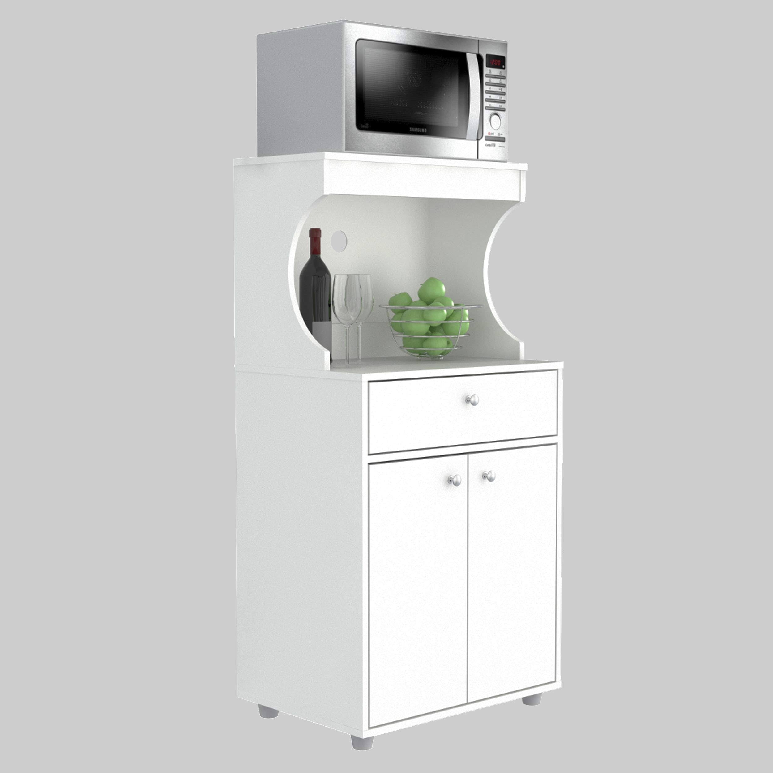 White Galley Kitchen Microwave Storage Cabinet P77908