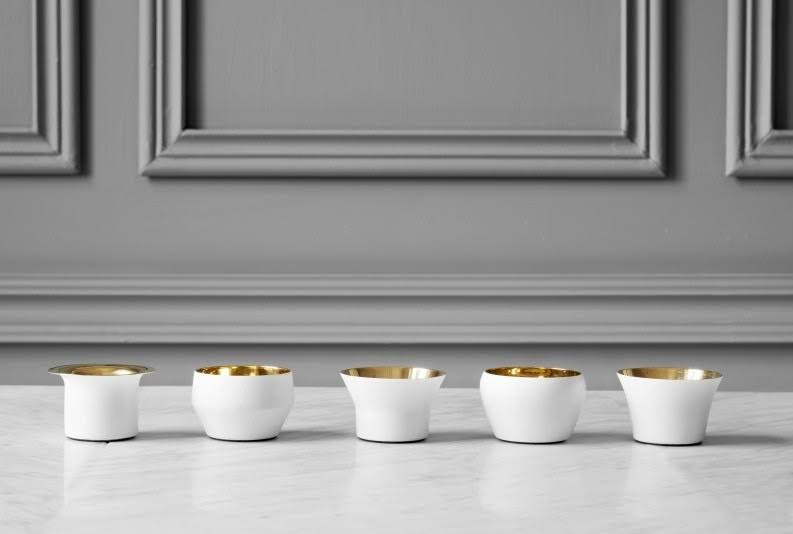 5 Pcs Brass White Candle Holder J449