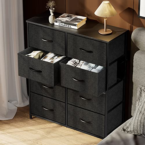 Black 9-Drawer Fabric Storage Tower with Wood Top C83678