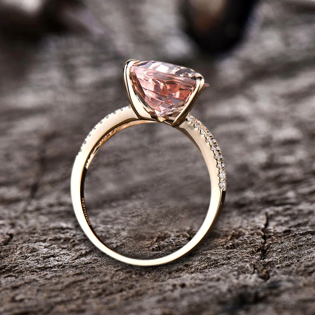 Pear Shape Morganite Engagement Ring 10k Rose Gold N300759