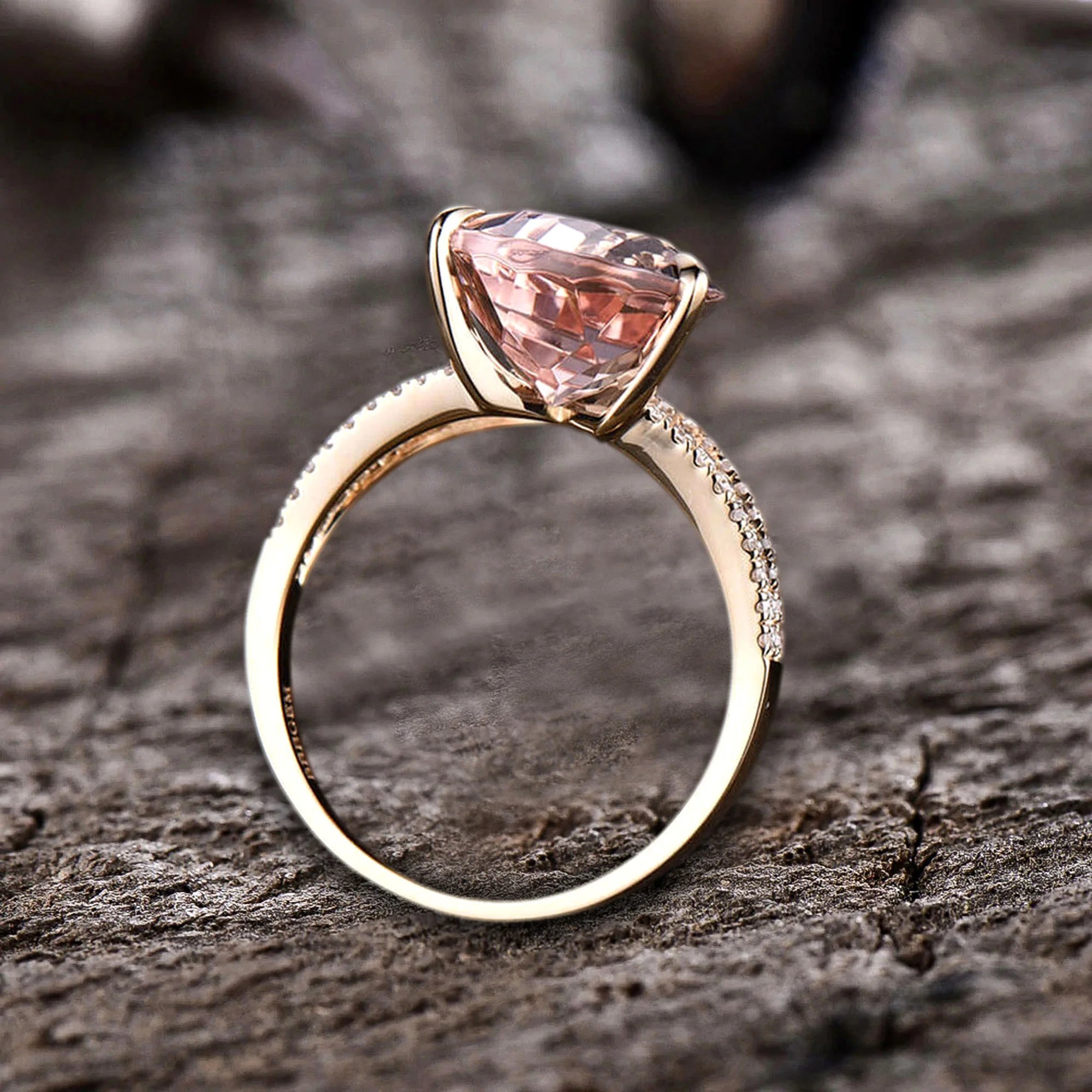 Pear Shape Morganite Engagement Ring 10k Rose Gold N300759