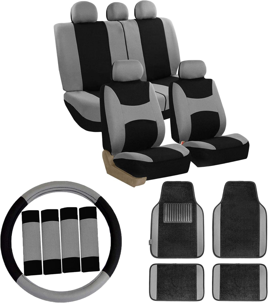 Pink Car Seat Covers Full Set with Floor Mats Steering Wheel Cover and Seat Belt Pads N1984